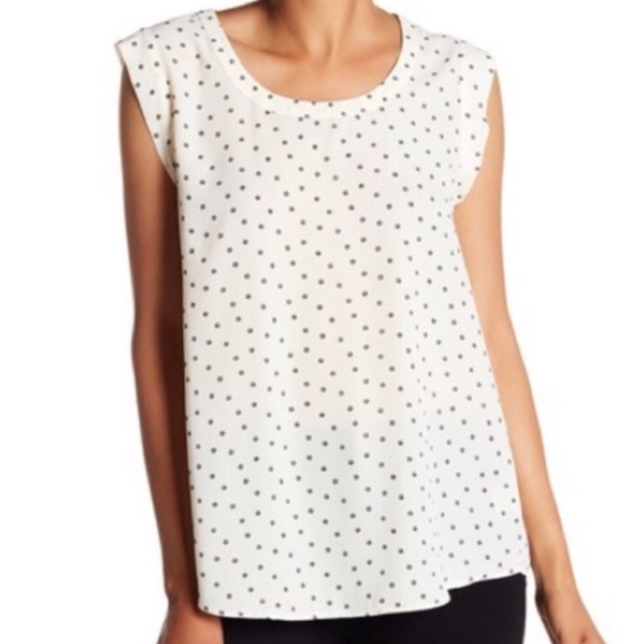 Pleione Tops - Pleione - Polka Dot Cap Sleeve Bailey Blouse - L